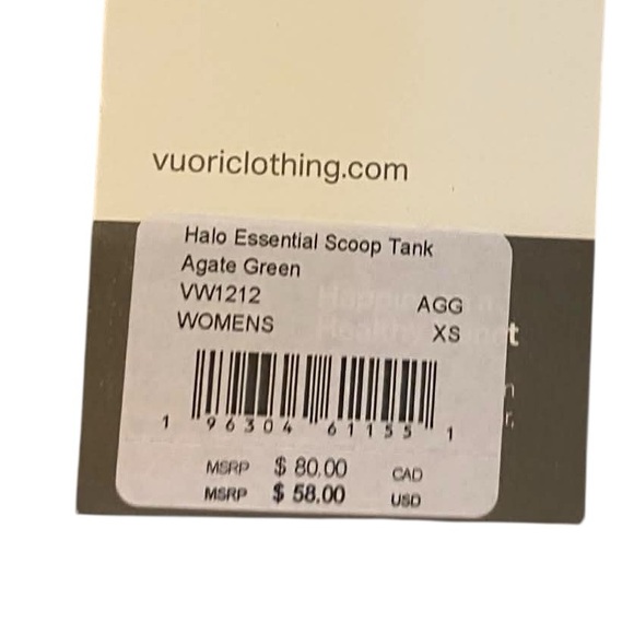 NWT Vuori halo essential scoop tank AGATE GREEN Size XS - Picture 4 of 4